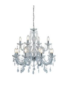 Searchlight Marie Therese 12Lt Chandelier Chrome Metal & Clear Acrylic