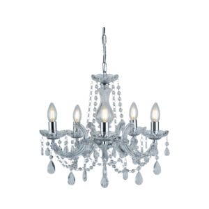 Searchlight Marie Therese 5Lt Pendant Chrome Metal & Clear Acrylic