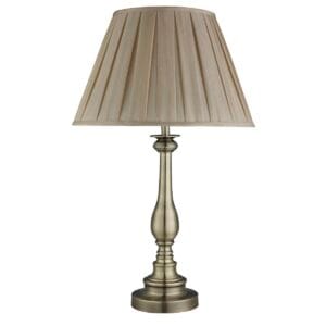 Searchlight Flemish Table Lamp Antique Brass Metal Mink Pleated Shade