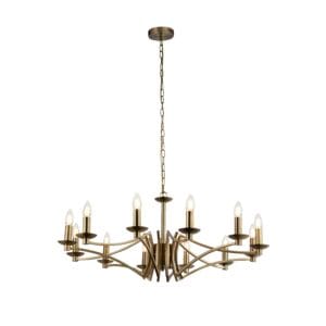 Searchlight Ascot 12Lt Pendant Antique Brass Metal