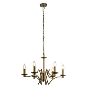 Searchlight Ascot 6Lt Pendant Antique Brass Metal