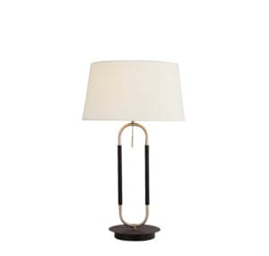 Searchlight Jazz Table Lamp Black Satin Silver Metal & White Velvet