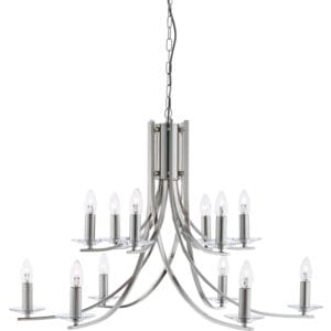 Searchlight Ascona 12Lt Pendant Satin Silver & Clear Glass Sconces
