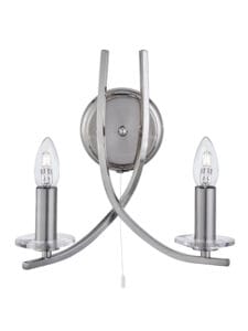 Searchlight Ascona 2Lt Wall Light Satin Silver & Clear Glass Sconces