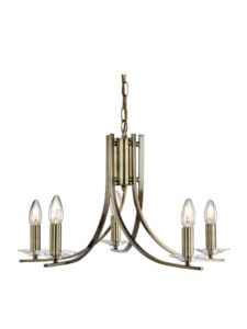 Searchlight Ascona 5Lt Pendant Antique Brass Metal & Glass