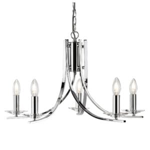 Searchlight Ascona 5Lt Pendant Chrome Metal & Glass