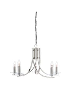 Searchlight Ascona 5Lt Pendant Satin Silver & Clear Glass Sconces