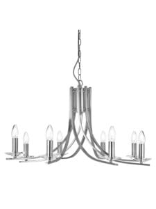 Searchlight Ascona 8Lt Pendant Satin Silver & Clear Glass Sconces