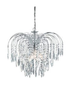 Searchlight Waterfall 5Lt Pendant Chrome Metal & Crystal
