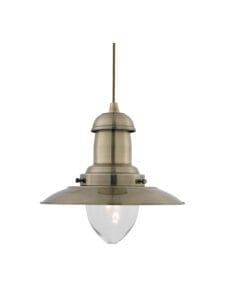 Searchlight Fisherman Pendant Antique Brass Metal & Glass