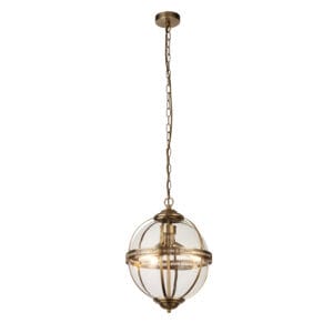 Searchlight Coronet 3Lt Pendant Antique Brass Metal & Glass