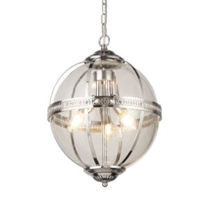 Searchlight Coronet 3Lt Pendant Chrome Metal & Glass