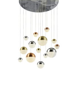 Searchlight Planets 14Lt MultiDrop Copper Chrome & Satin Brass