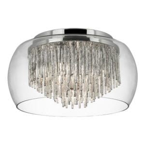 Searchlight Curva 4Lt Flush Chrome Metal & Crystal Glass
