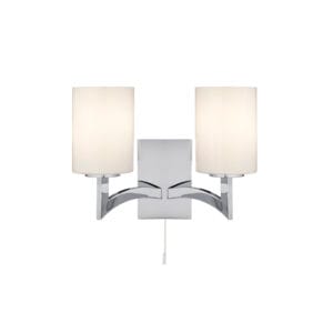 Searchlight Gina 2Lt Wall Light Chrome & White Glass Shades