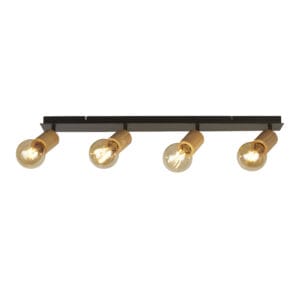 Searchlight Spinny 4Lt Bar Spotlight Wood & Matt Black Metal