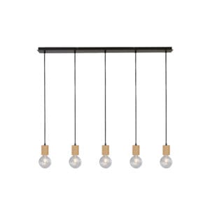 Searchlight Spinny 5Lt Bar Pendant Wood & Matt Black Metal