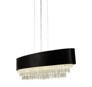Searchlight Glamour 8Lt Oval Pendant Black Velvet & Clear Crystal