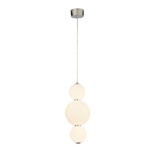 Searchlight Snowball 3Lt Pendant Chrome Metal & Opal Glass