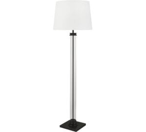 Searchlight Pedestal Floor Lamp Black Metal Glass & White Fabric Shade