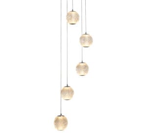 Searchlight Allure 5Lt MultiDrop Pendant Chrome Metal & Clear Acrylic