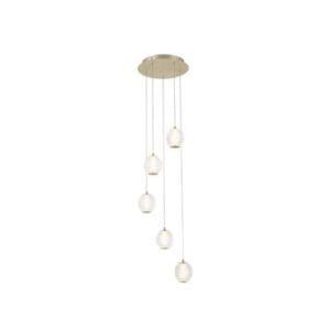 Searchlight Allure 5Lt MultiDrop Pendant Satin Brass & Clear Acrylic