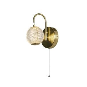 Searchlight Allure Wall Light Satin Brass Metal & Clear Acrylic