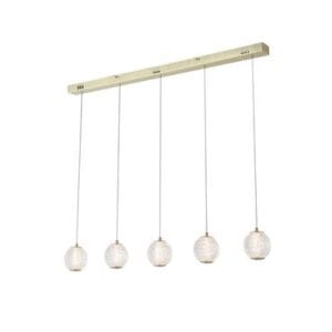 Searchlight Allure 5Lt Bar Pendant Satin Brass Metal & Clear Acrylic
