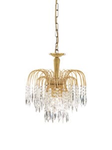 Searchlight Waterfall 3Lt Pendant Gold Metal & Crystal