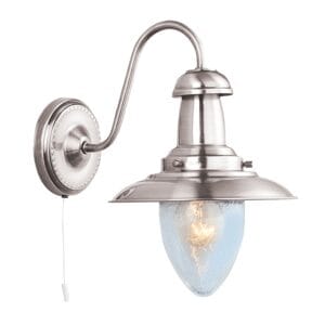 Searchlight Fisherman II Wall Light Satin Silver & Clear Seeded Glass