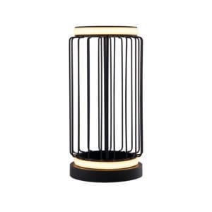 Searchlight Circolo Cage Table Lamp Black Metal & White Silicon