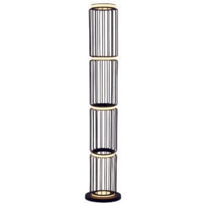 Searchlight Circolo Cage Floor Lamp Black Metal & White Silicon