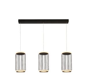 Searchlight Circolo 3Lt Cage Bar Pendant Black Metal & White Silicon