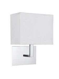 Searchlight Hotel Wall Light Chrome Metal & White Fabric Shade