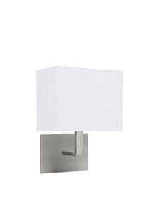 Searchlight Hotel Wall Light Satin Silver Metal & White Fabric Shade
