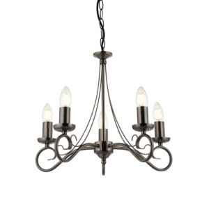 Endon Trafford 5 Fitting Ceiling Pendant (Antique Silver)