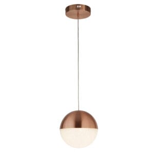 Searchlight Marbles LED Pendant Copper Metal & Crushed Ice Shade