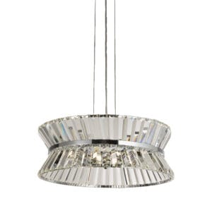 Searchlight Uptown 7Lt Pendant/SemiFlush Chrome Metal & Clear Crystal