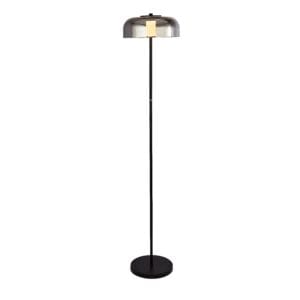 Searchlight Frisbee Floor Lamp Black Metal & Smoked Glass