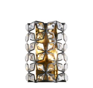 Searchlight Iris Wall Light Black Metal Crystal & Brass