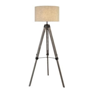 Searchlight Easel Floor Lamp Light Wood & Cream Linen Shade