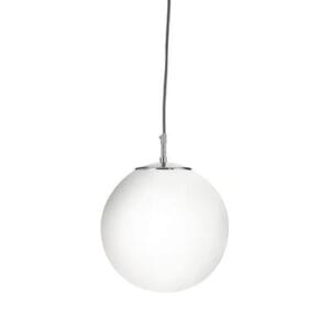 Searchlight Atom Pendant Satin Silver & Opal Glass