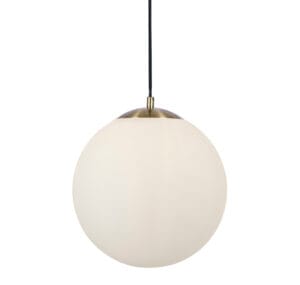 Searchlight Atom II Pendant Satin Brass & Opal Glass