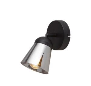 Searchlight Mega Spotlight Wall Light Black Metal & Smoked Glass