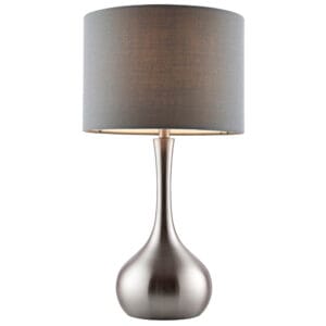 Endon Piccadilly Touch Table Lamp ( Nickel/Grey Cotton)