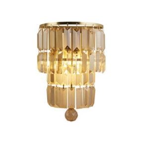 Searchlight Empire 2LT Wall Light Satin Brass Metal & Champagne Crystal