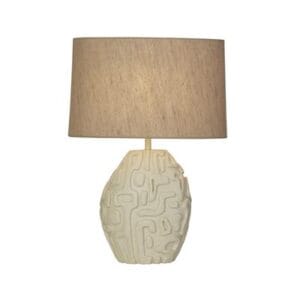 Searchlight Adelaide 1Lt Table Lamp Cream Resin with Oatmeal Linen Shad