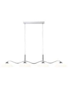 Searchlight Alexis 4Lt Bar Pendant Chrome Metal & Opal Glass
