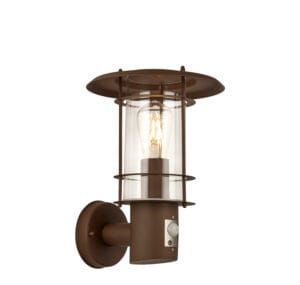 Searchlight Edgeware Outdoor Wall Light Sensor Rust Brown IP44