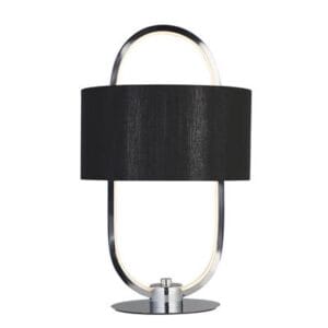 Searchlight Madrid Table Lamp Chrome Metal & Black Fabric Shade